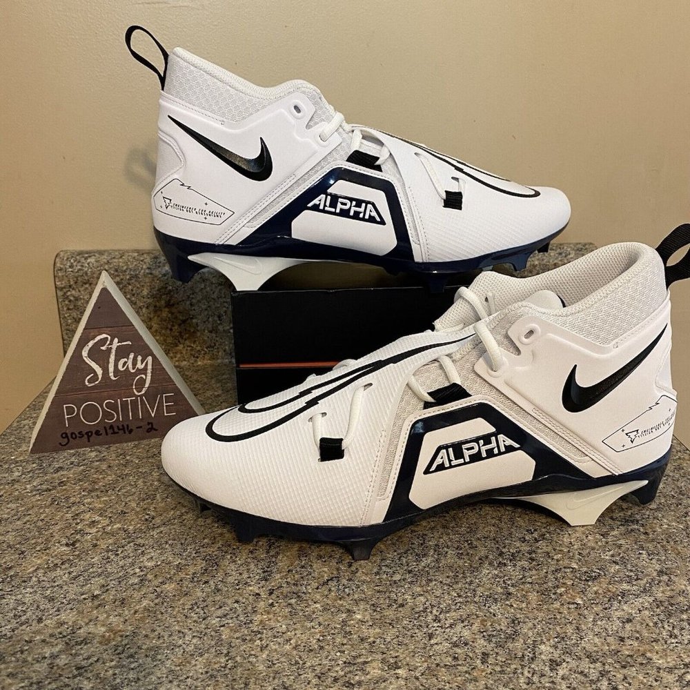 Nike Alpha Menace Pro 3 Football‎ Cleat White College/Navy CT6649-108 Size 12